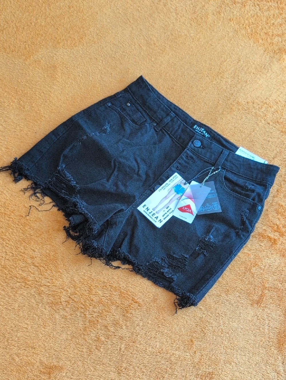 Black Distressed High-Waist Denim Shorts for Women